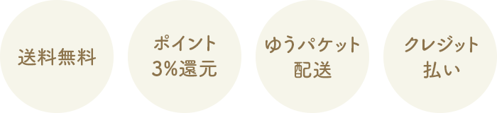 送料無料 ポイント3%還元 ゆうパケット配送 クレジット払い